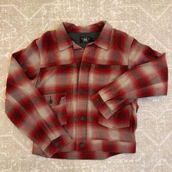 Ralph Lauren Double RL Other - RRL Ralph Lauren Jacket Mens Large Wool Blend Plaid Red